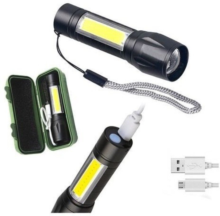 High quality Metal LED COB light, Super Bright ,Waterproof 3 Light Modes 655 Torch (Black, 4 cm, Rechargeable)